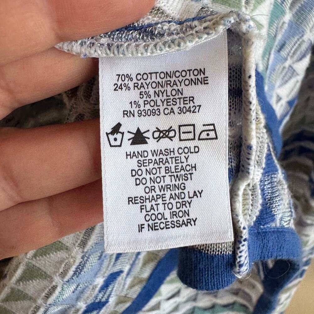 Nic+Zoe Prism Stitch Cardigan Blue Green White Sz L - Picture 3 of 4